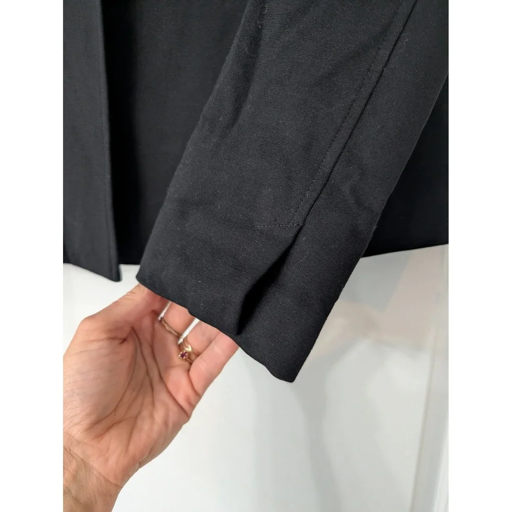 Eileen Fisher Petite Black Viscose Silk Blend‎ Single Button Blazer Jacket small